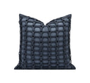 Dark Blue Suede & Leather Accent Cushion – 18x18