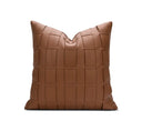 Brown Quilted Leather Accent Cushion – 18x18