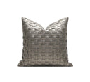Grey Woven Leather Accent Cushion – 18x18