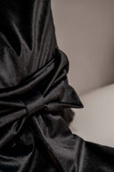 Black Velvet Bow Tie Cushion Cover - 18x18 inches