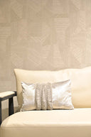 Cotton Foil Cushion Cover 12x20 - Metallic Silver Embroidered Rectangular Pillow