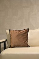 Brown Velvet Cushion Cover with Black Trim - 18x18 Square Pillow