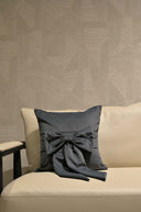Charcoal Grey Velvet Bow Tie Cushion Cover - 18x18 inches