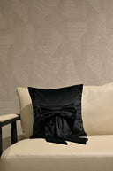 Black Velvet Bow Tie Cushion Cover - 18x18 inches