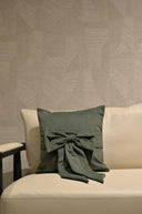 Olive Green Velvet Bow Tie Cushion Cover - 18x18 inches