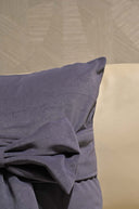 Purple Velvet Bow Tie Cushion Cover - 18x18 inches