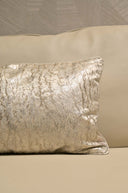 Cotton Foil Cushion Cover 12x20 - Champagne Gold Crinkled Rectangular Pillow