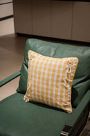 Yellow Gingham Cotton Linen Cushion – 18x18 Inch