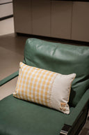 Check Patch Cotton Linen Cushion – 12x20 Inch