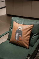 Designer Bear Character Leather Cushion Cover - 16x16 inches