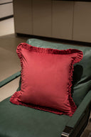 Ruffle Edge Velvet Decor Cushion – 18x18 Inch