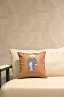 Designer Bear Character Leather Cushion Cover - 16x16 inches