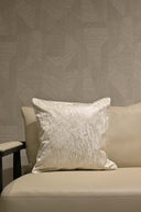 Cotton Foil Cushion Cover 18x18 - Champagne Gold Crinkled Square Pillow