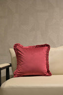 Ruffle Edge Velvet Decor Cushion – 18x18 Inch
