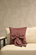Rust Velvet Bow Tie Cushion Cover - 18x18 inches