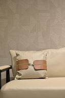 Cotton Textured Cushion Cover with Leather Belt Detail - 18x18 inches