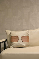 Cotton Textured Cushion Cover with Leather Belt Detail - 18x18 inches