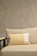Check Patch Cotton Linen Cushion – 12x20 Inch