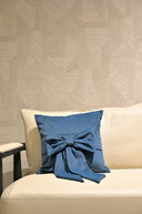 Navy Blue Velvet Bow Tie Cushion Cover - 18x18 inches