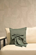 Olive Green Velvet Bow Tie Cushion Cover - 18x18 inches