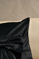 Black Velvet Bow Tie Cushion Cover - 18x18 inches