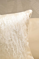 Cotton Foil Cushion Cover 18x18 - Champagne Gold Crinkled Square Pillow