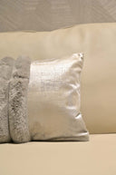 Cotton Foil Cushion Cover 12x20 - Metallic Silver Embroidered Rectangular Pillow