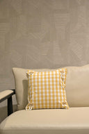 Yellow Gingham Cotton Linen Cushion – 18x18 Inch