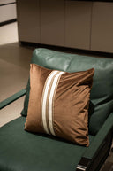 Brown Velvet Cushion Cover with Black Trim - 18x18 Square Pillow