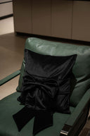 Black Velvet Bow Tie Cushion Cover - 18x18 inches