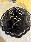 Black Cotton Linen Round Table Mat Set of 4 38x38cm | Premium Dining Placemat