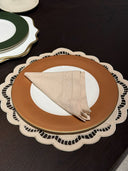 Beige Cotton Linen Round Table Mat Set of 4 - 38x38cm 100% Linen