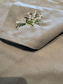 Grey embroidered Cotton Square Hand Napkin Set of 4 - 38x38cm 100% Linen