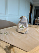 Grey embroidered Cotton Square Hand Napkin Set of 4 - 38x38cm 100% Linen