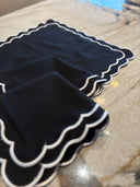 Black Cotton Square Hand Napkin Set of 4 - 38x38cm 100% Linen