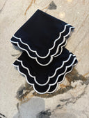 Black Cotton Square Hand Napkin Set of 4 - 38x38cm 100% Linen