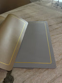 Reversible Golden- Grey Leather Rectangle Table Mat Set of 4 - 30x43cm Premium Placemats
