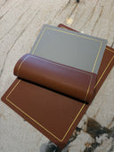 Reversible Tan- Grey Leather Rectangle Table Mat Set of 4 - 30x43cm Premium Placemats