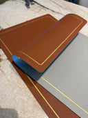 Reversible Tan- Grey Leather Rectangle Table Mat Set of 4 - 30x43cm Premium Placemats